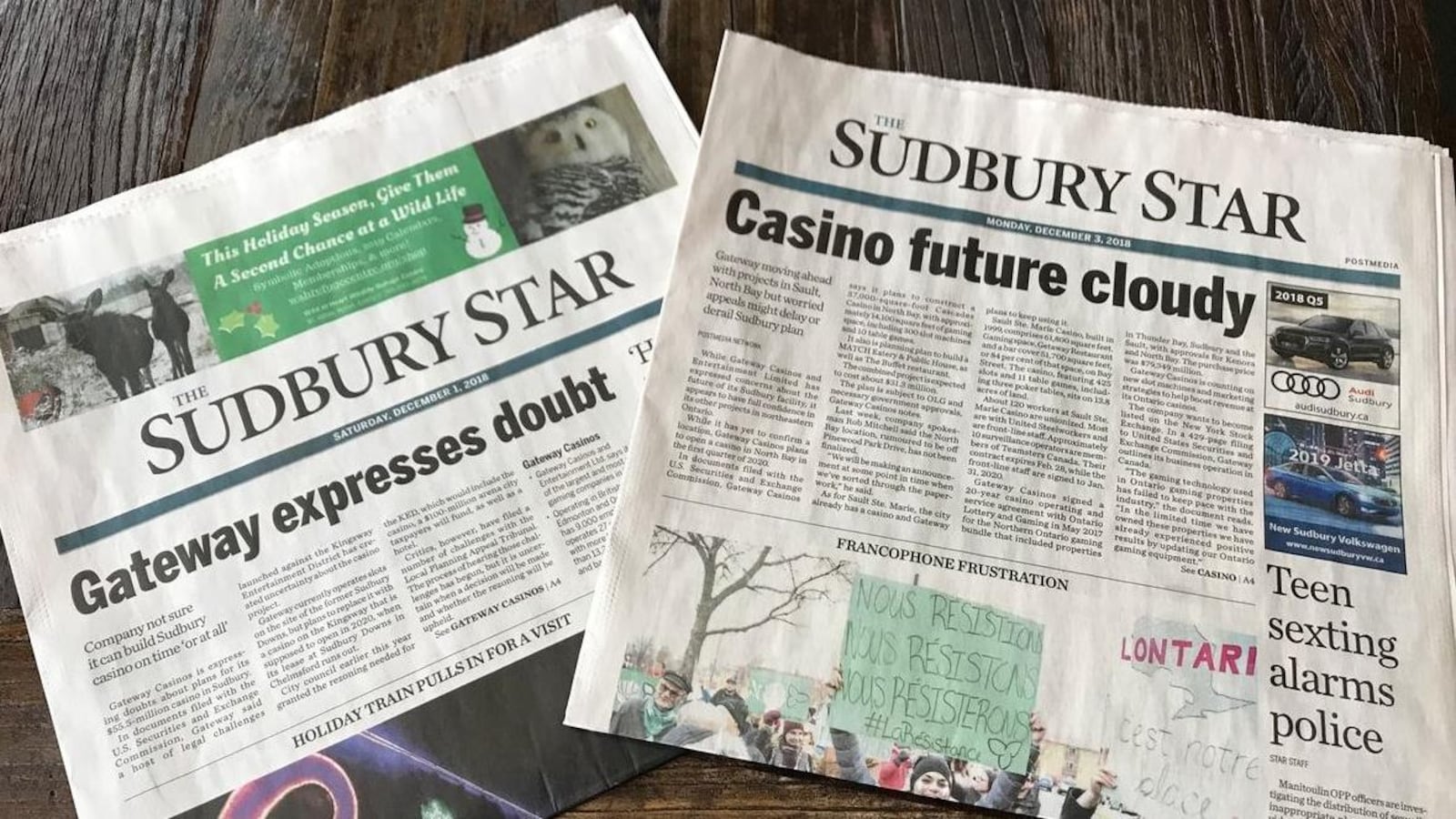 Deux éditions du Sudbury Star