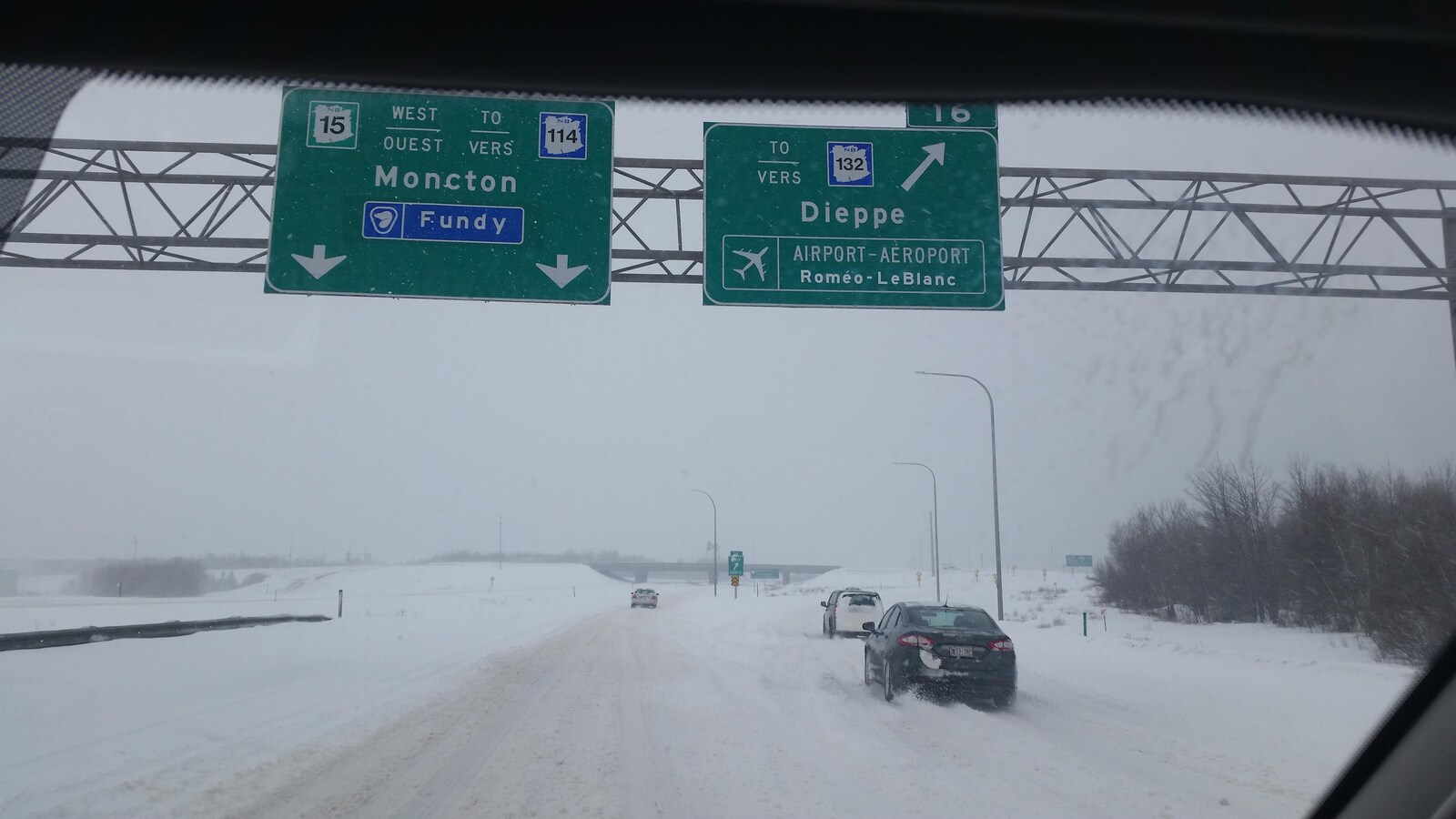 La sortie de Dieppe sur l'autoroute 15.