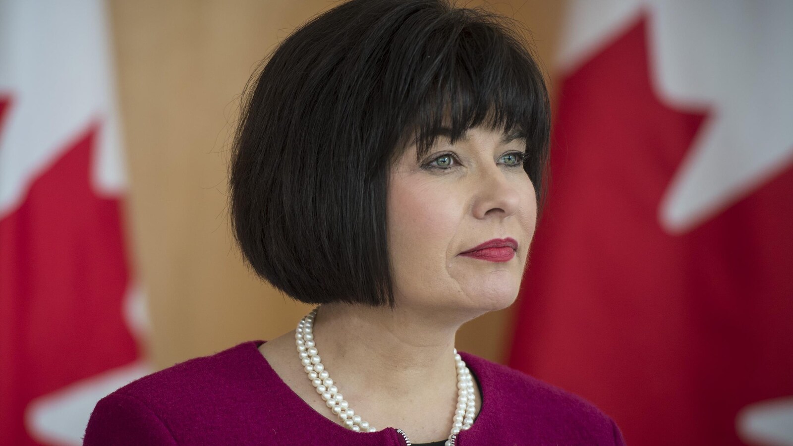 La ministre fédérale de la Santé, Ginette Petitpas Taylor, écoute les commentaires lors d'une conférence de presse sur le programme national d'assurance-médicaments à l'Institut du savoir Li Ka Shing, à Toronto le 6 mars 2019.
