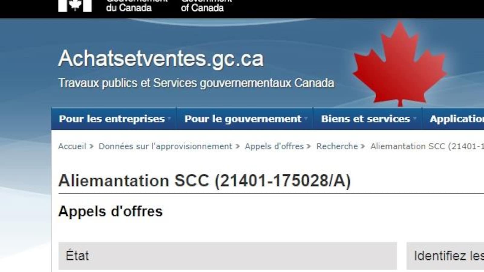 «Aliemantation» peut-on lire dans un appel d'offre en français disponible le site web du gouvernement.