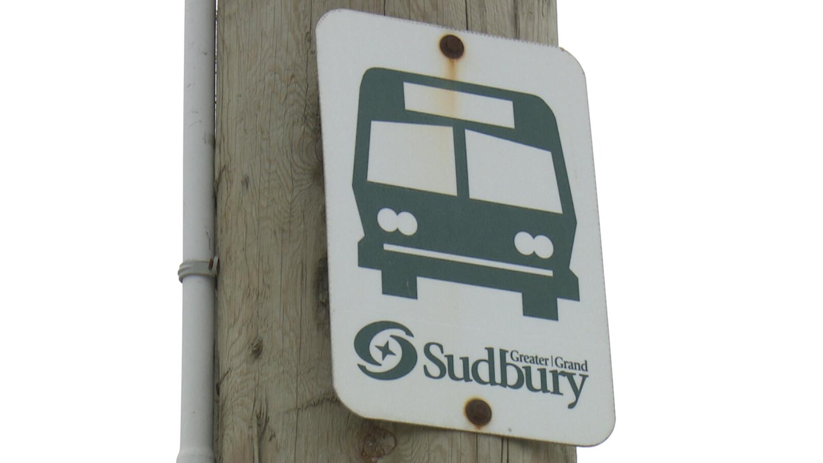 Le panneau d’un arrêt d’autobus du Transit du Grand Sudbury.