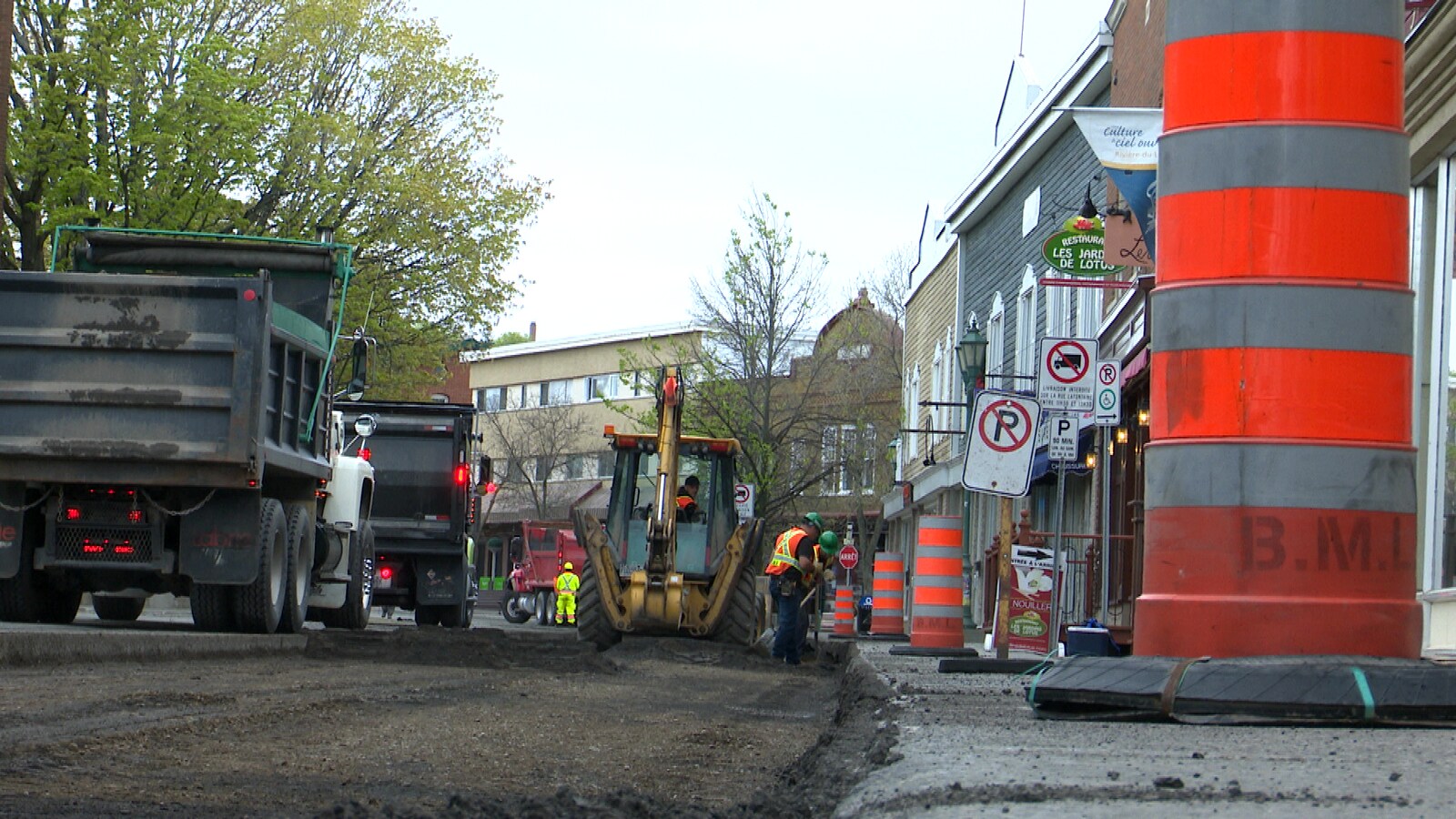 Travaux dans la rue Lafontaine de Rivière-du-Loup.