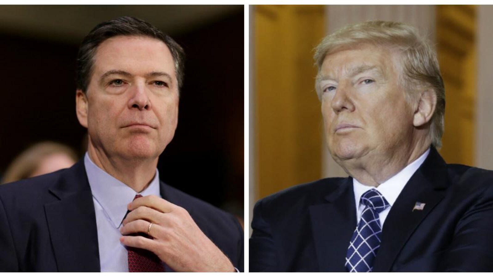 L'ex-patron du FBI, James Comey, et le président américain, Donald Trump.