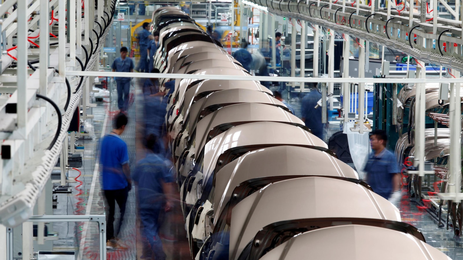 Une usine de fabrication de voitures en Chine.