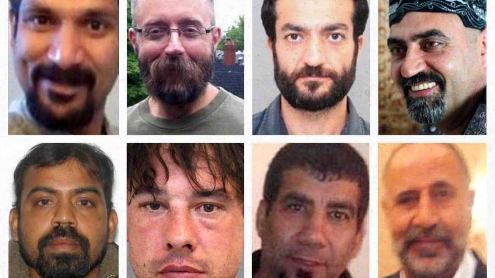 Photo en mosaïque de huit hommes.
