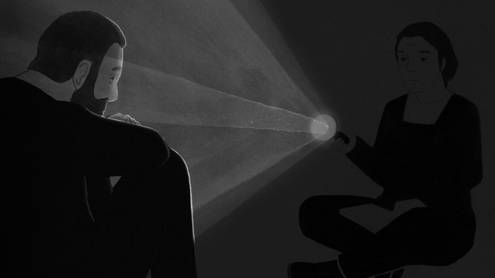 Un extrait du dessin d'animation en noir et blanc de « Ville Neuve » de Félix Dufour-Laperrière.