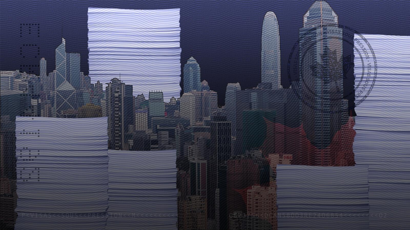 La ville de Hong Kong avec des piles de documents