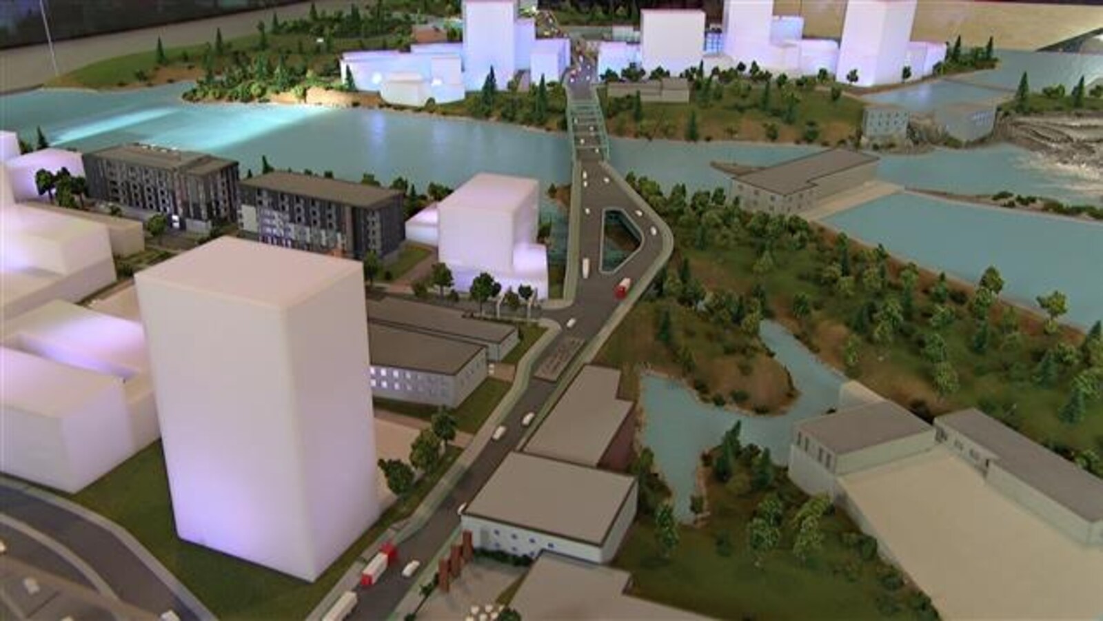 Une maquette du projet Zibi à Ottawa et à Gatineau.