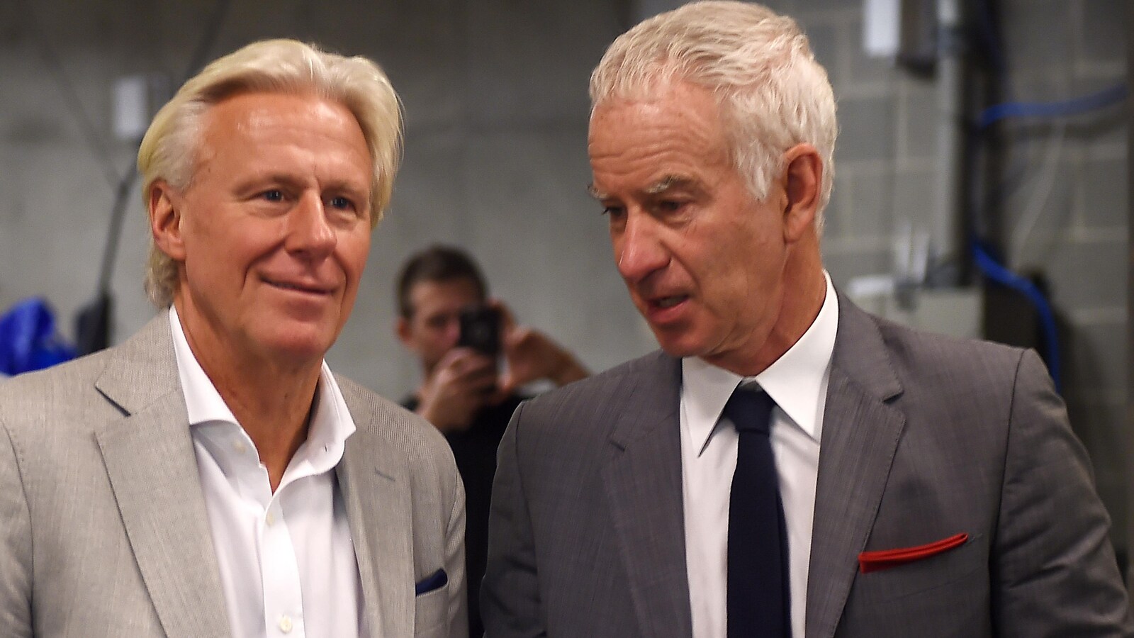 Björn Borg et John McEnroe à la présentation de la Coupe Laver à Chicago