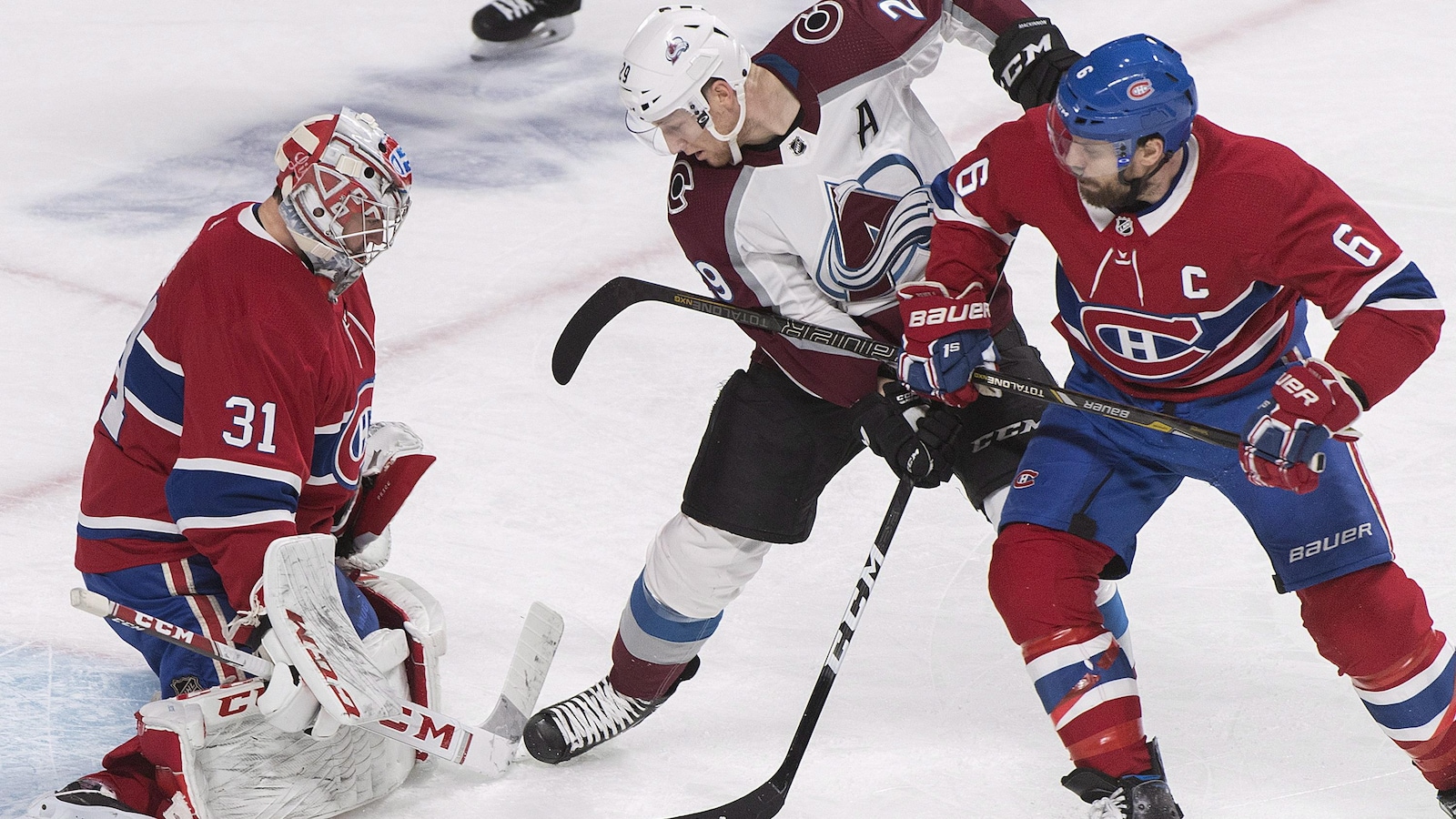 Carey Price (no 31), Nathan MacKinnon (no 29) et Shea Weber (no 6)