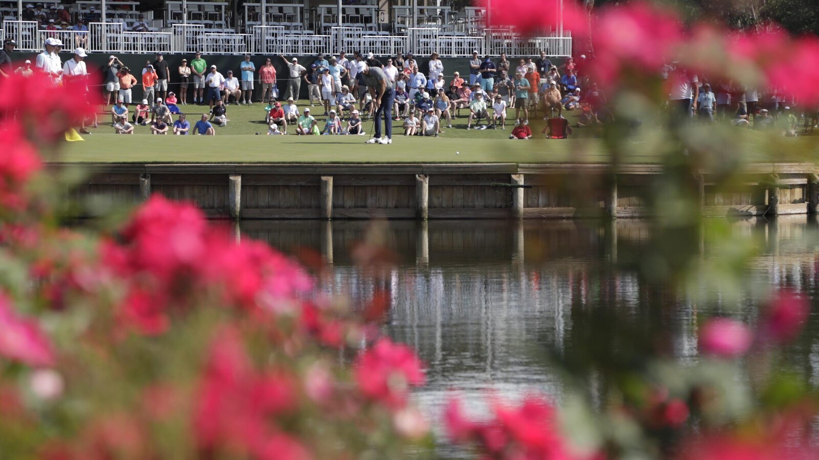 Dustin Johnson sur le vert du 17e trou