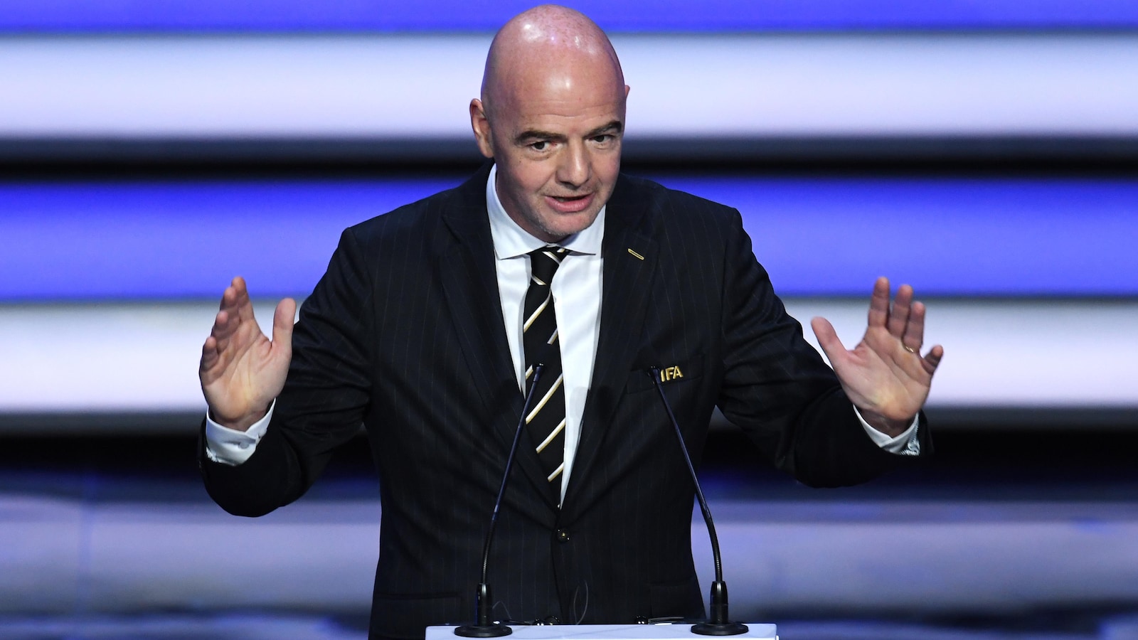 Gianni Infantino, président de la FIFA, pendant un discours