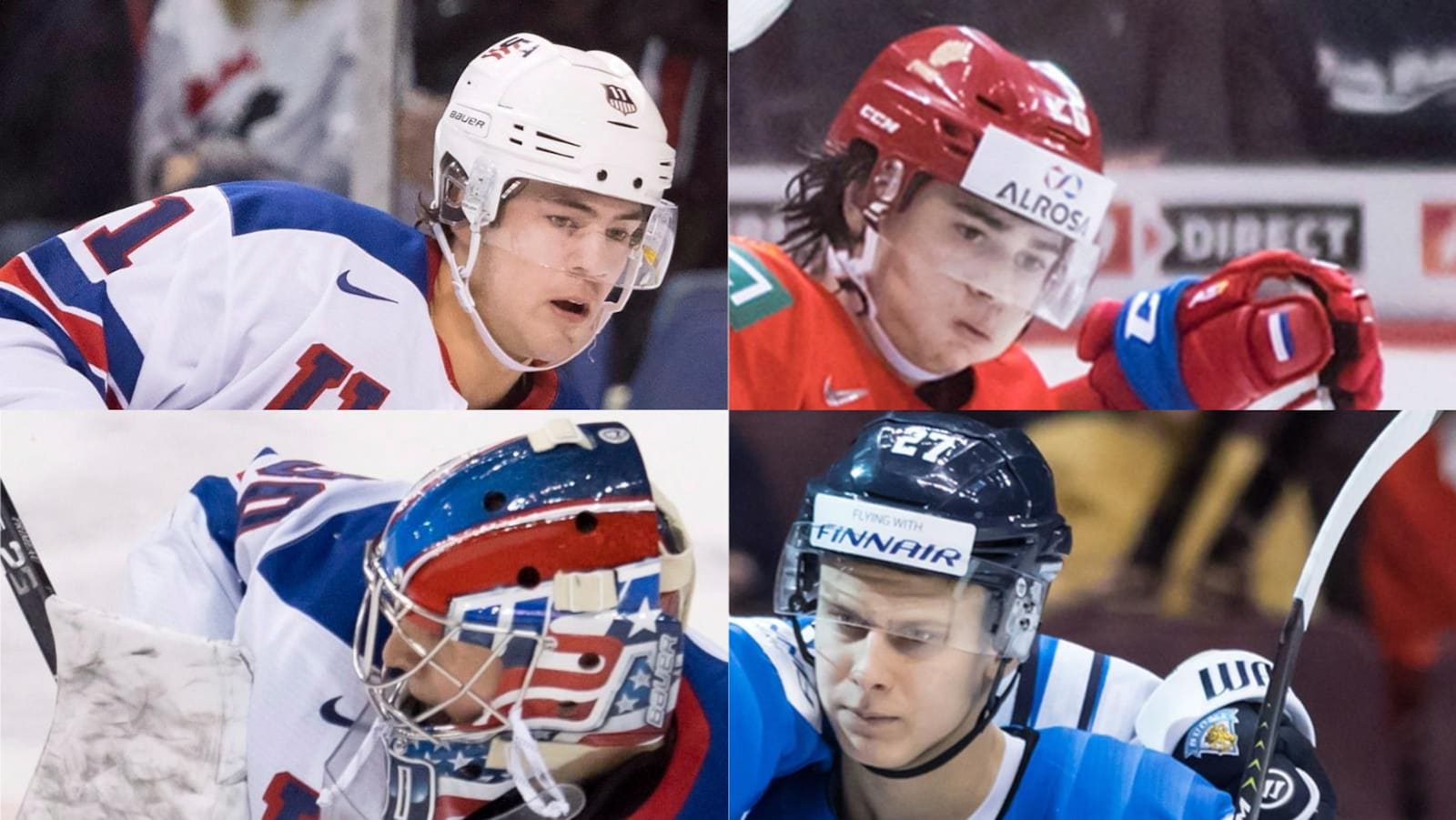 Les espoirs du Canadien (dans le sens horaire, à partir du coin supérieur gauche) Ryan Poehling, Alexander Romanov, Jesse Ylonen et Cayden Primeau