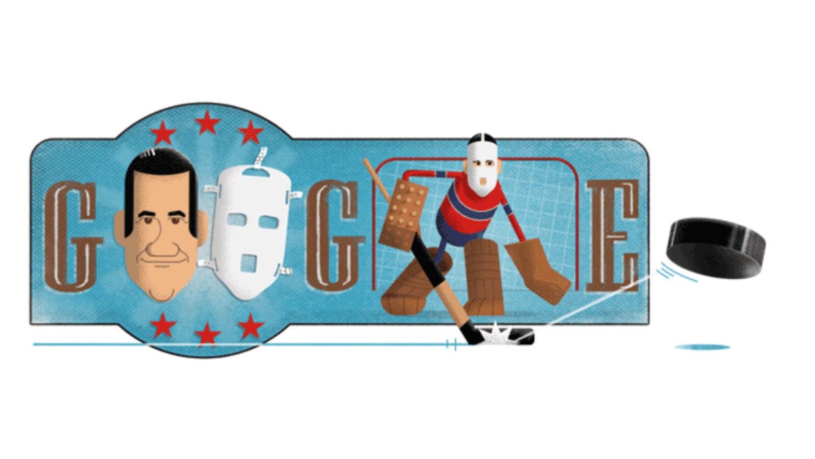 Le doodle de Google du 12 février 2019 en l'honneur de Jacques Plante