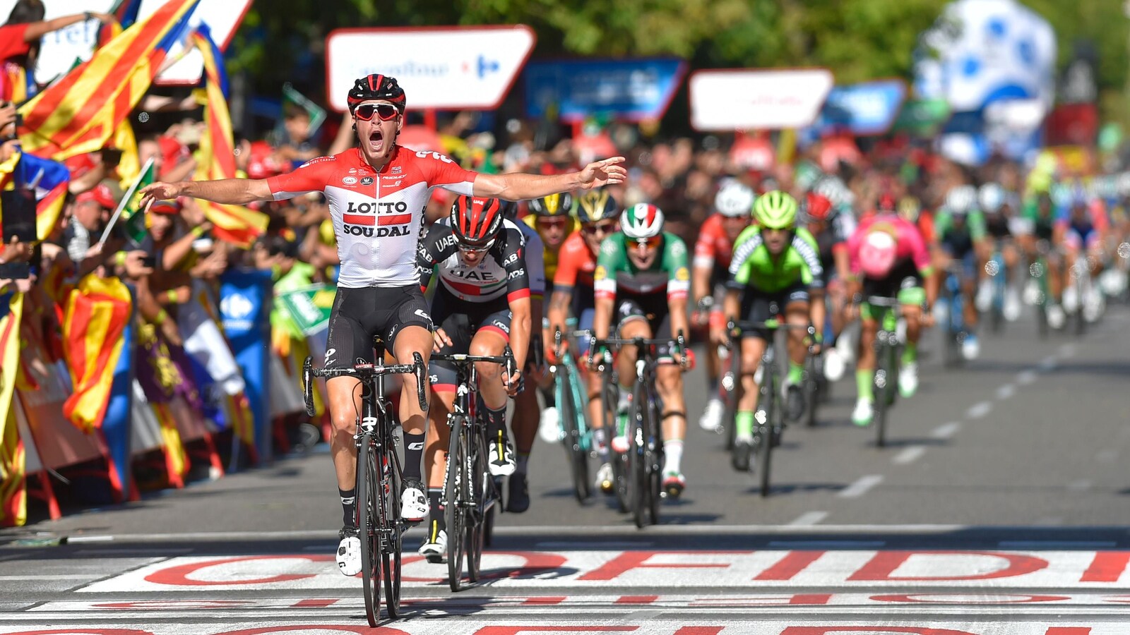 Jelle Wallays remporte la 18e étape du Tour d'Espagne.