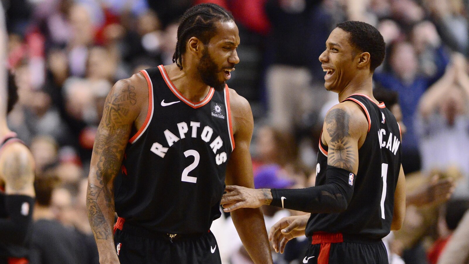 Kawhi Leonard et Patrick McCaw des Raptors