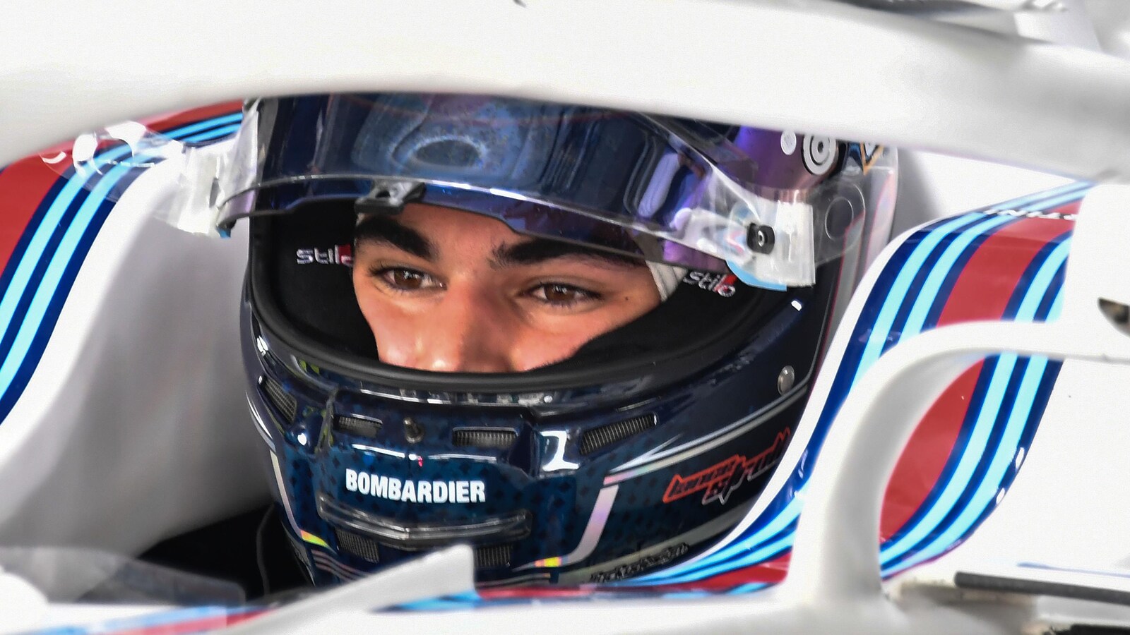 Lance Stroll dans le garage de l'équipe Williams à Sao Paulo