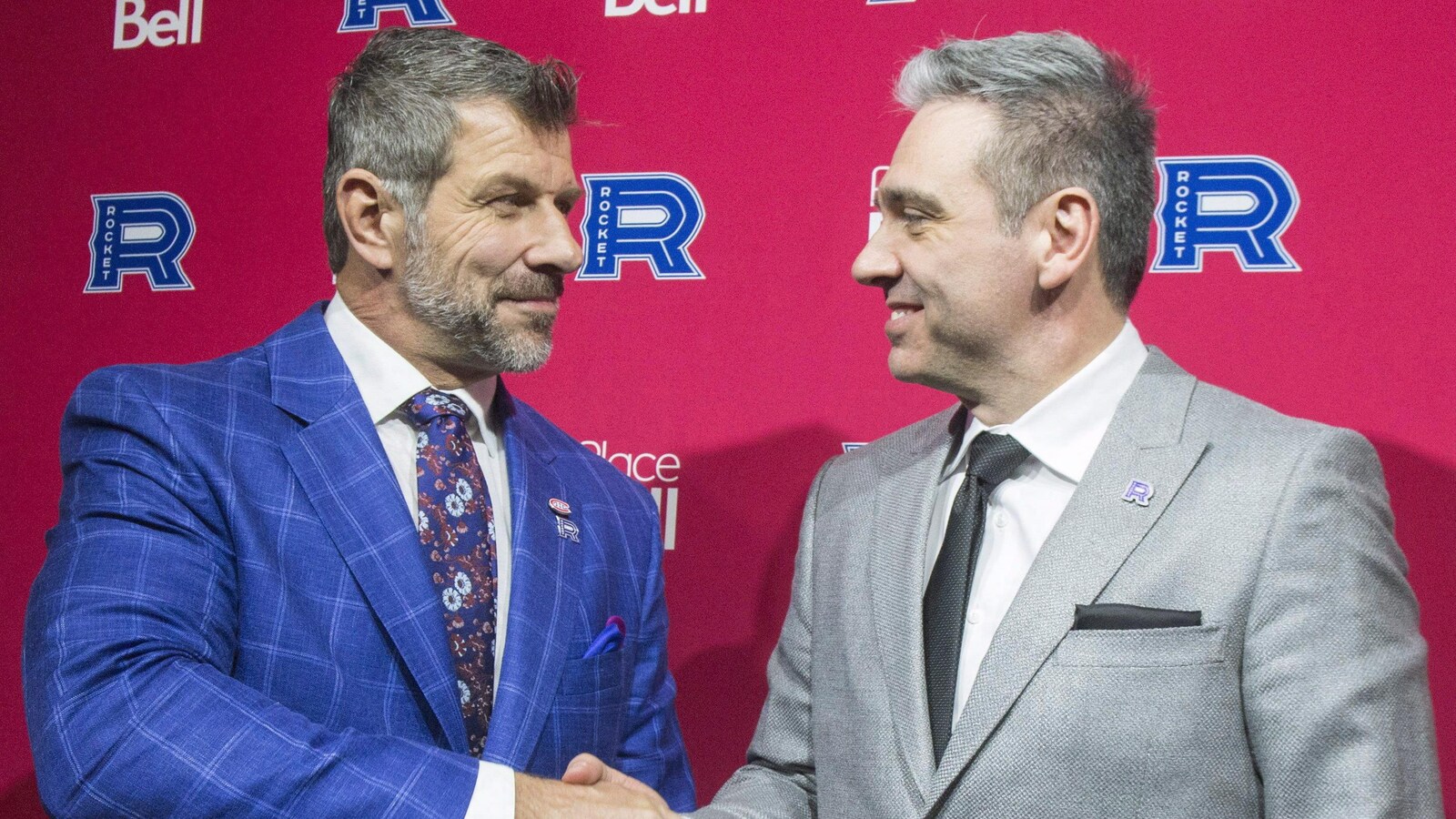 Marc Bergevin (à gauche) et Joël Bouchard
