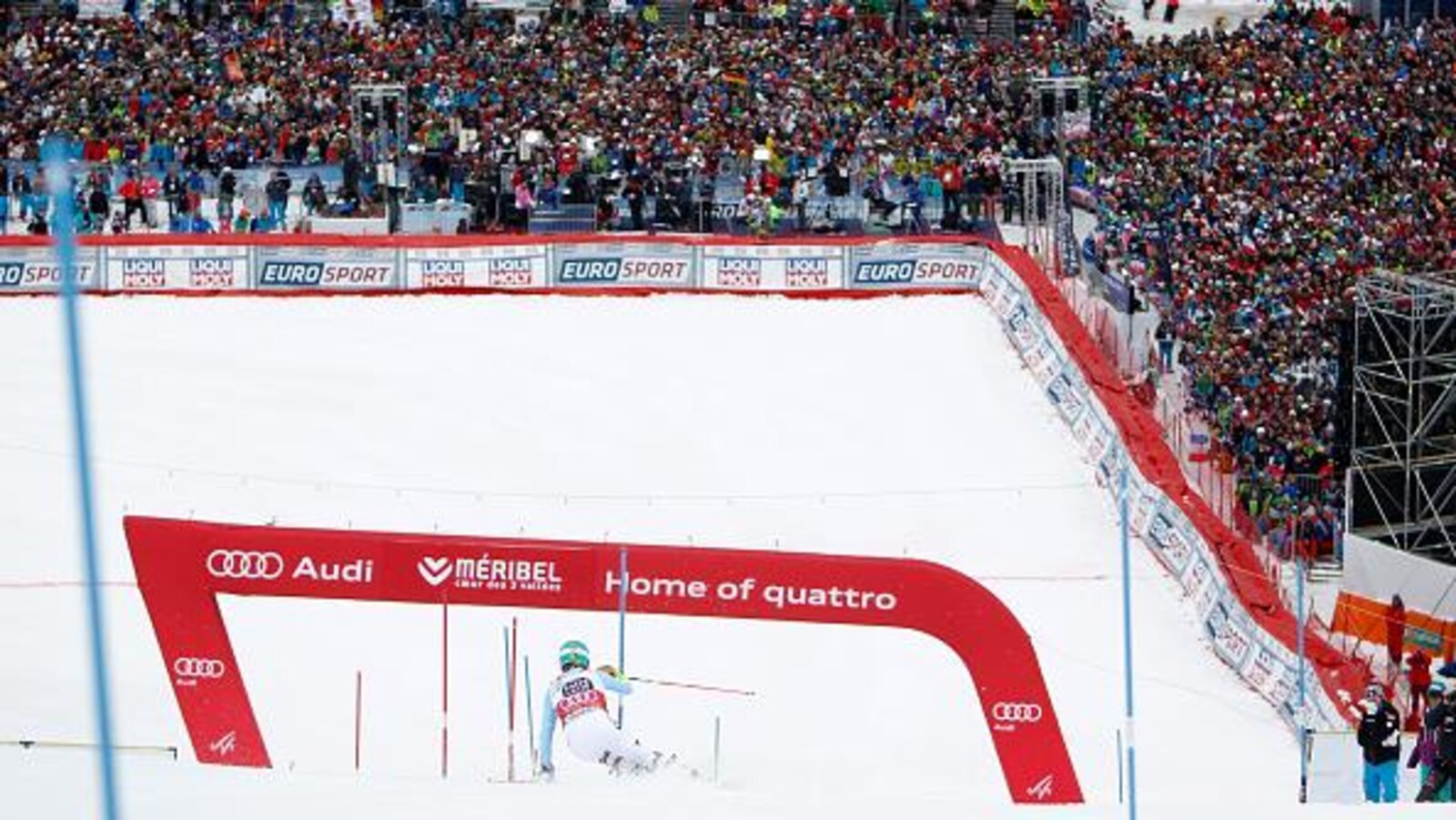 Un slalom lors d'une Coupe du monde de ski alpin à Méribel