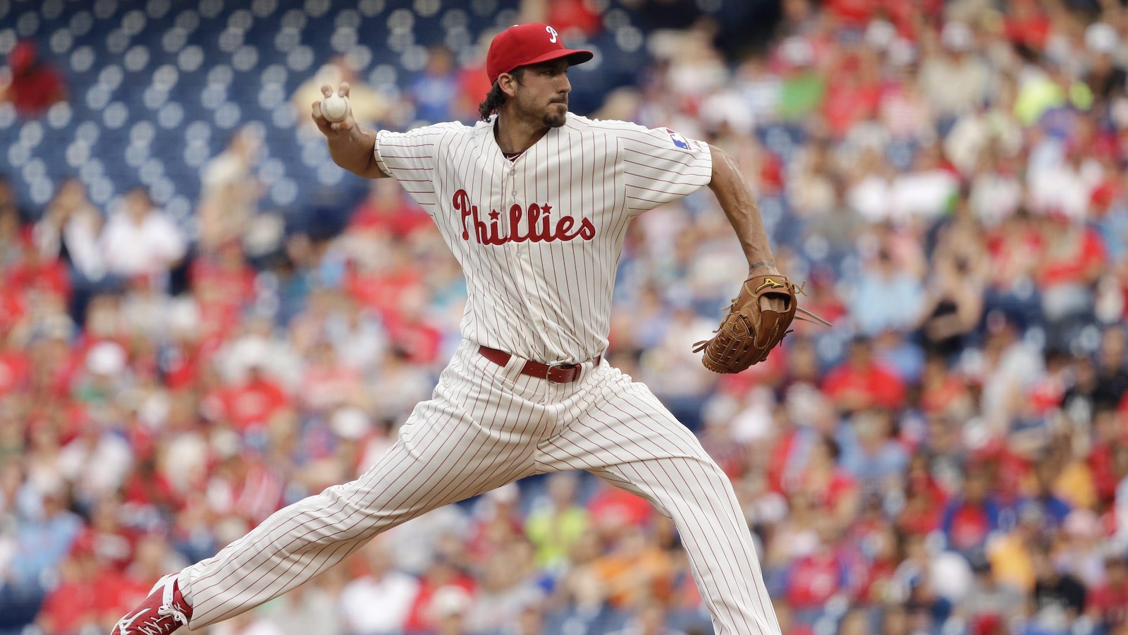 Le lanceur Phillippe Aumont lorsqu'il jouait avec les Phillies de Philadelphie, en 2015.