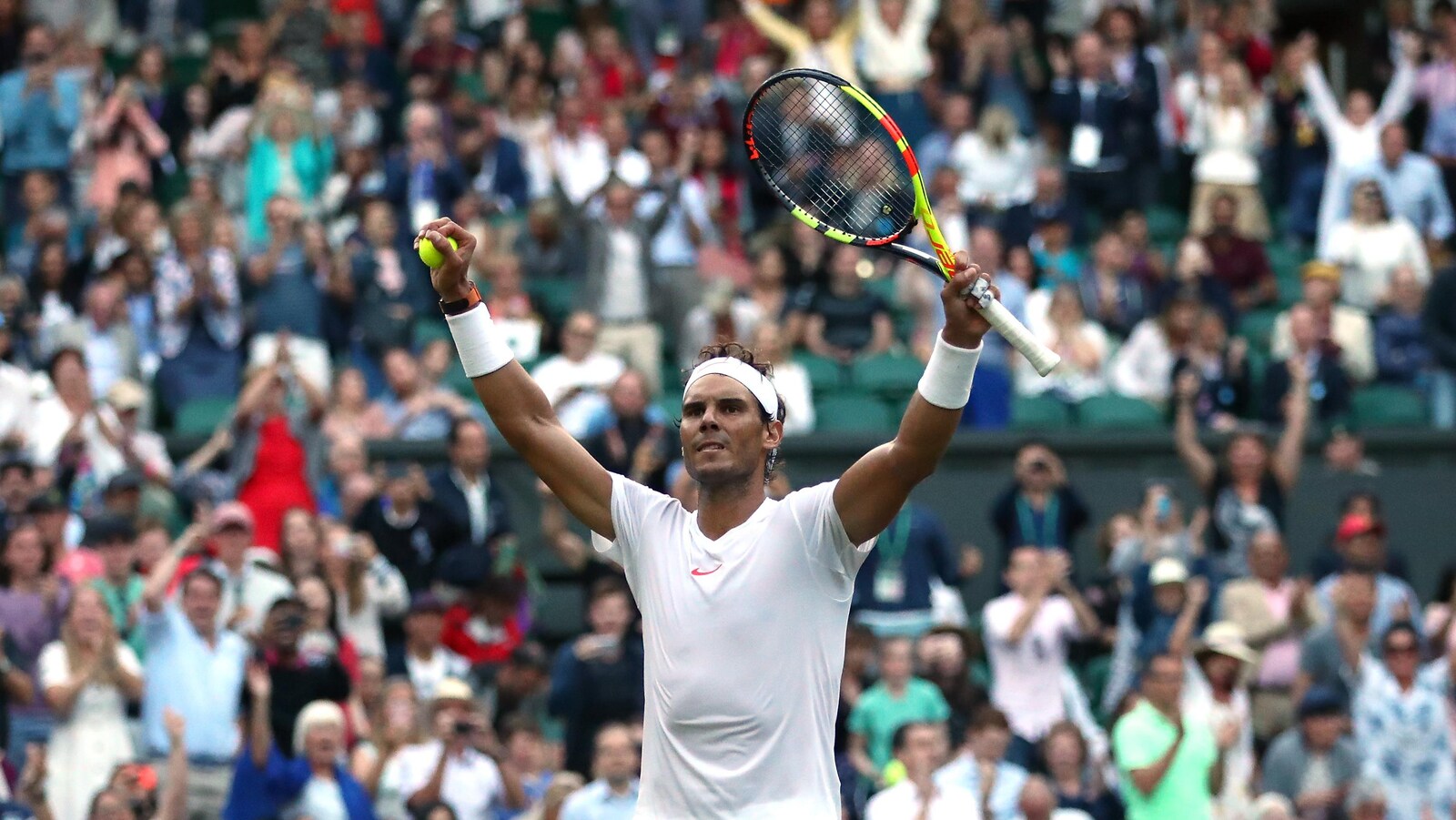 Rafael Nadal exulte après sa victoire.