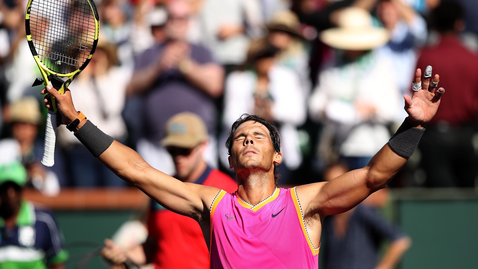 Rafael Nadal célèbre sa victoire en quarts de finale.