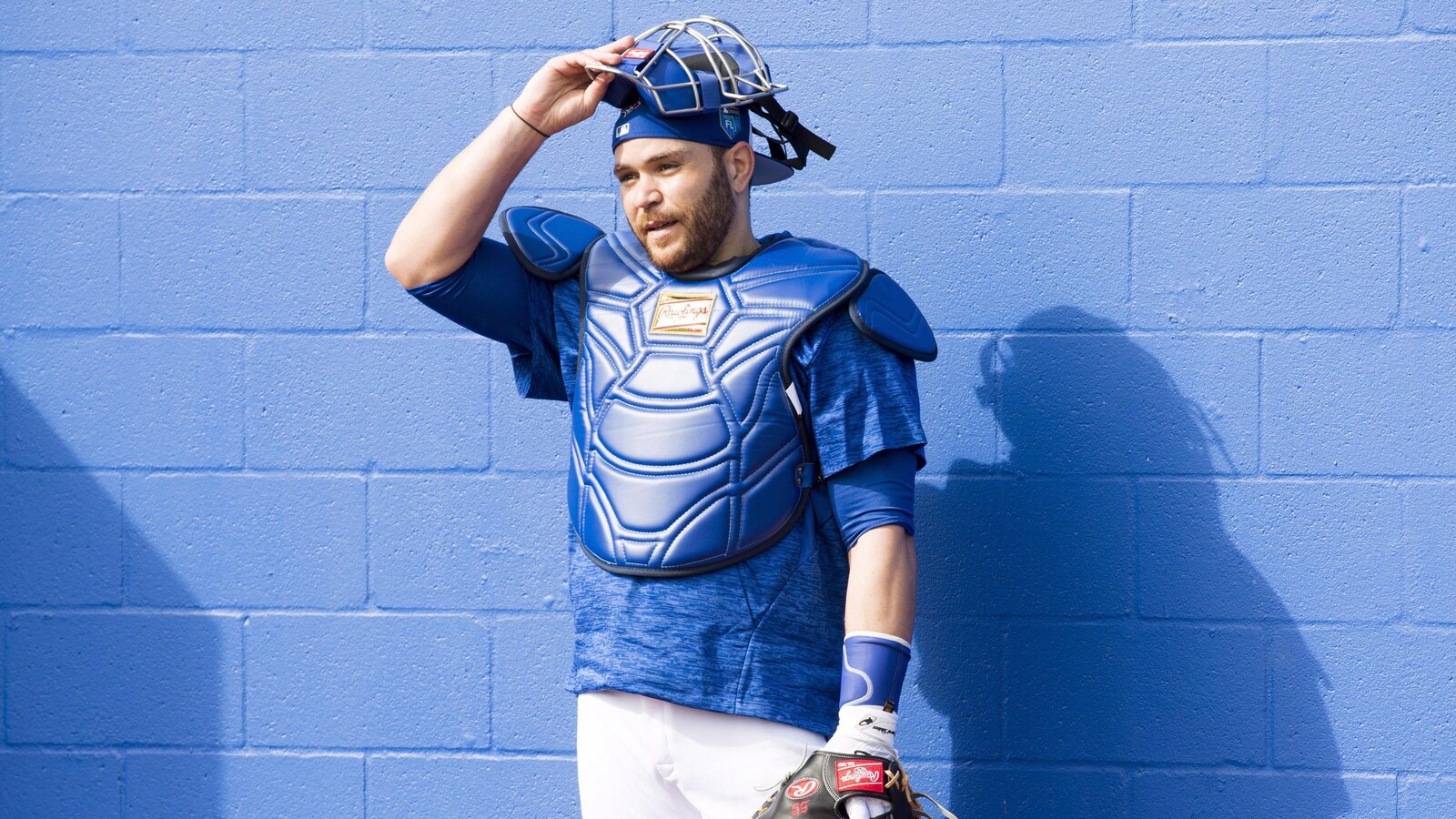 Russell Martin avec son équipement de receveur.