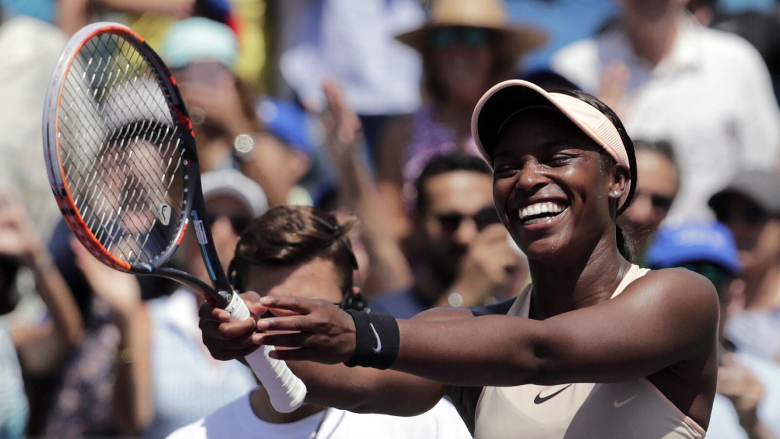 Sloane Stephens réagit après sa victoire en finale de l'Omnium de Miami.