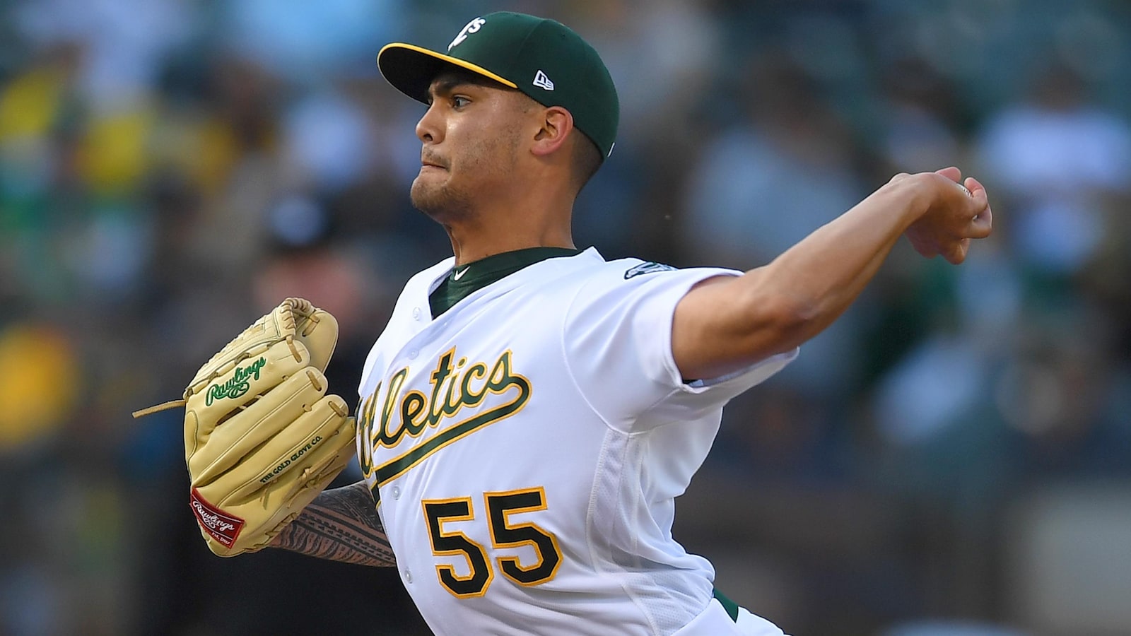 Le lanceur des Athletics d'Oakland Sean Manaea