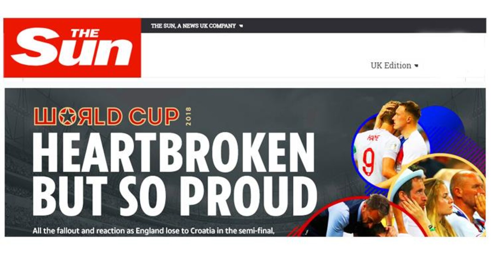 La une du journal britannique The Sun : le coeur brisé, mais si fiers