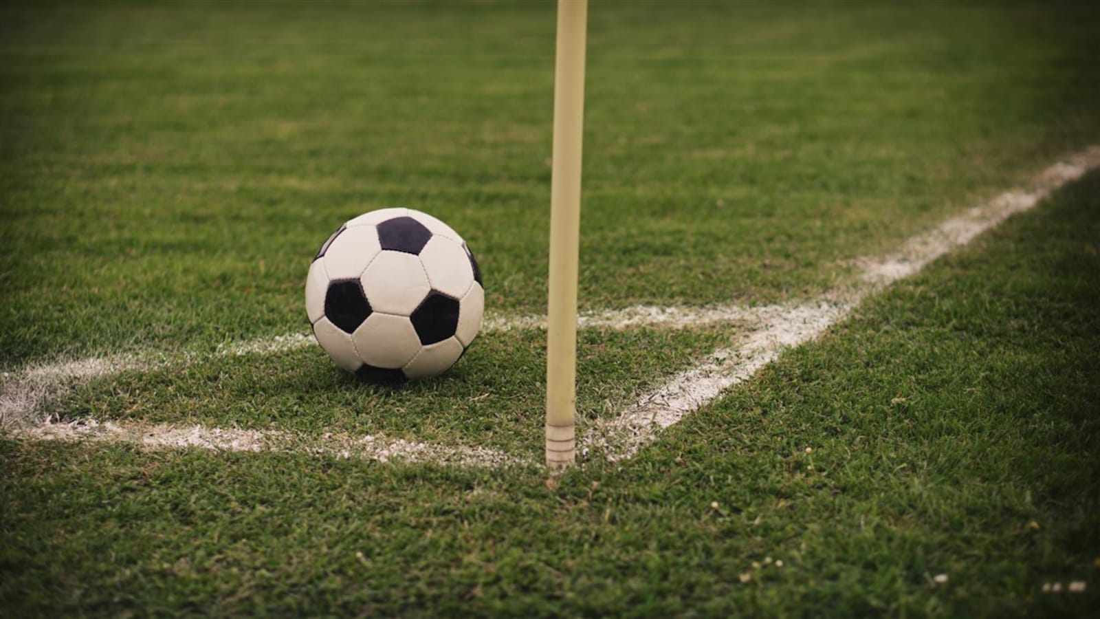 Un ballon de soccer sur le terrain