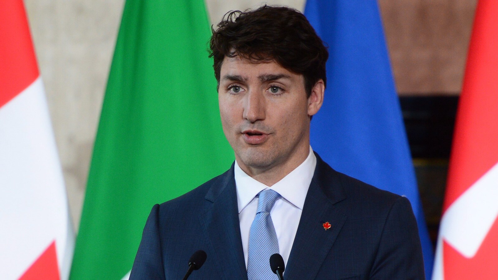 Le premier ministre canadien Justin Trudeau lors d'une conférence de presse à Rome le 30 mai 2017