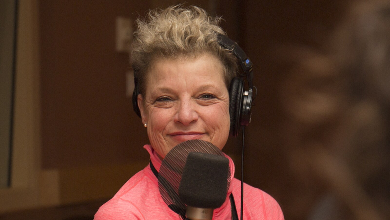 Johanne Fontaine au studio 18 de Radio-Canada, à Montréal, le 22 janvier 2018