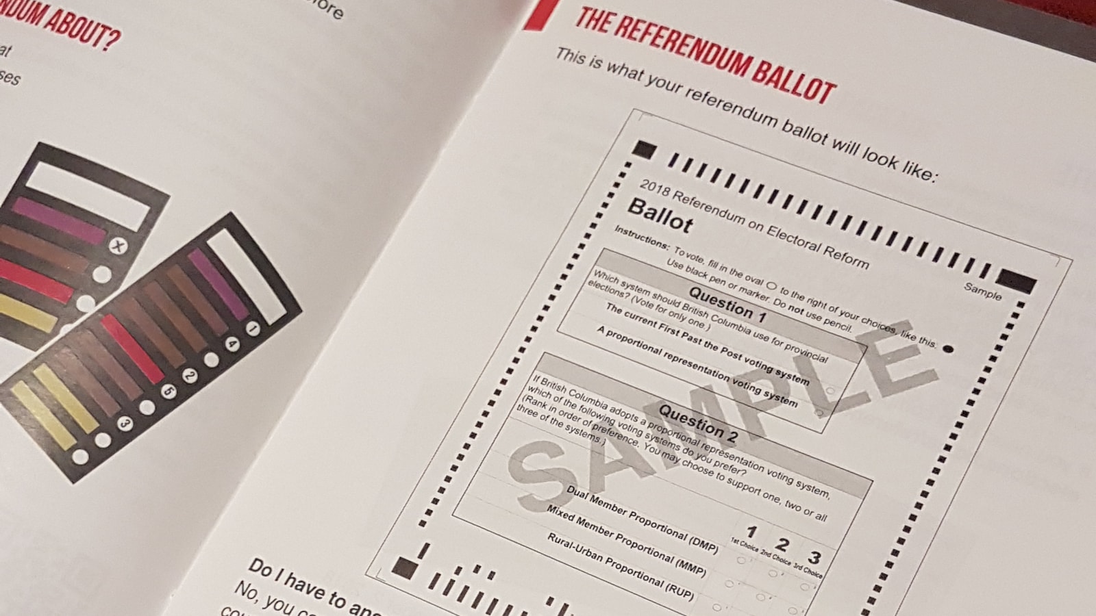 Échantillon de bulletin de vote pour le vote de la réforme électorale.