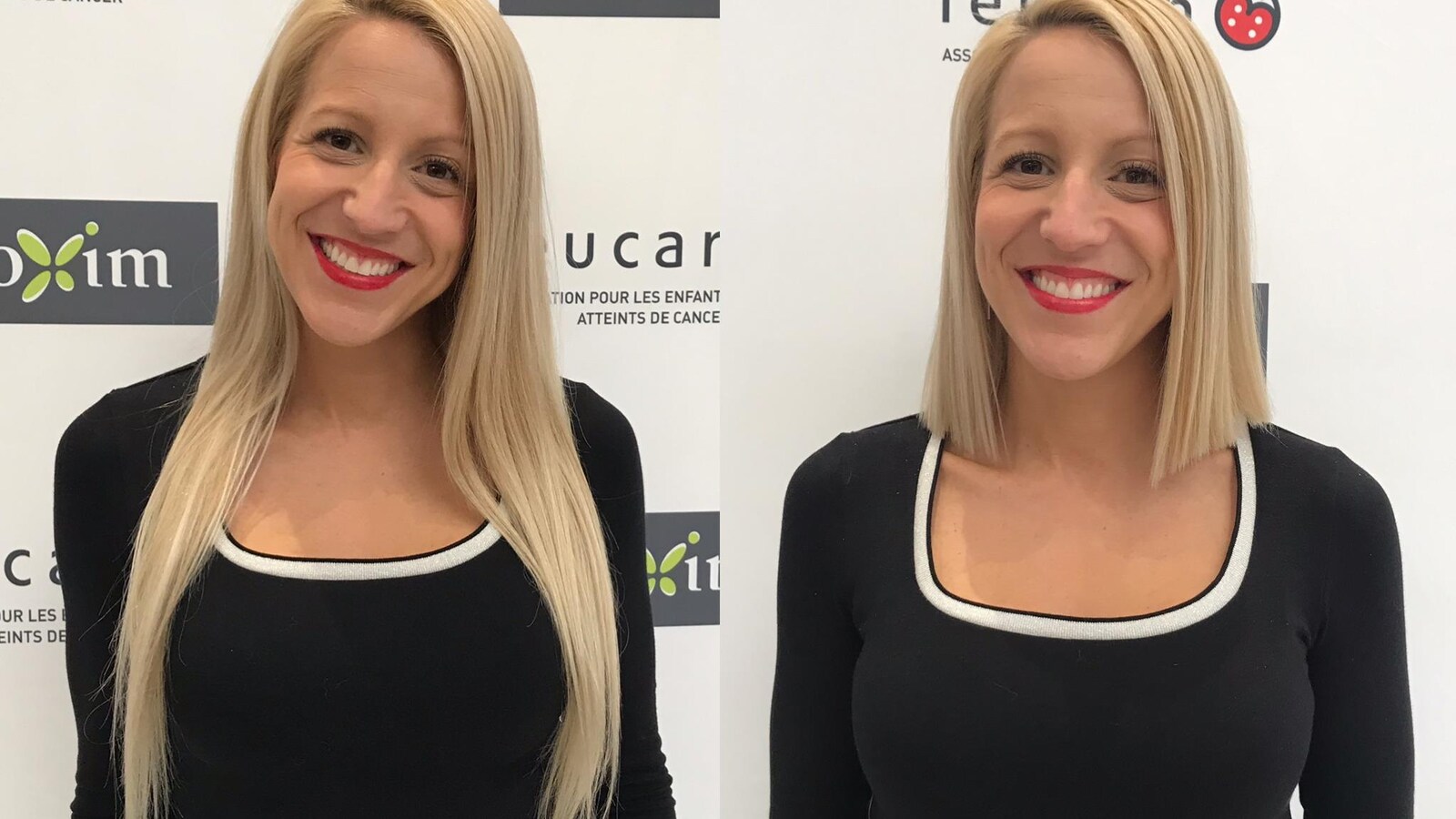 Avant / après la coupe de cheveux.