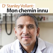 Page couverture du livre Dr Stanley Vollant : mon chemin innu. Il s'agit d'une photo du visage de Stanley Vollant.
