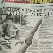 Article dans le journal intitulé « Alexandre Despatie passe à l’histoire », avec une photo du jeune athlète. 