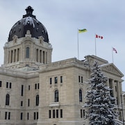 L'Assemblée législative de la Saskatchewan en hiver.