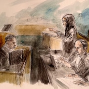 Un dessin de cour de l'audience de détermination de la peine de Nathaniel Veltman.