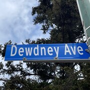 Un panneau de signalisation annonçant l'avenue Dewdney à Regina, en Saskatchewan, le 23 mai 2024.