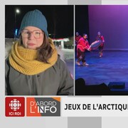 Une journaliste parle des Jeux de L'Arctque. On voit des images d'une danse culturelle autochtone.