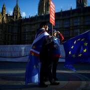 Des manifestants pro et anti-Brexit ont manifesté devant le Parlement, à Londres, mardi. 