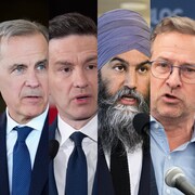 Mark Carney, Pierre Poilievre, Jagmeet Singh, Yves-François Blanchet.