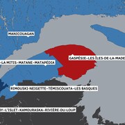 La carte électorale de l'Est du Québec.