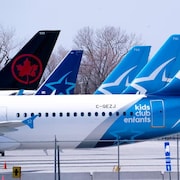 Aircraft from Air Transat and Air Canada.