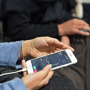Un graphe sur l'écran d'un cellulaire