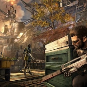 Scène du secteur du village Golem du jeu Deus Ex : Mankind Divided.