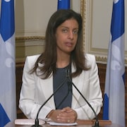 Dominique Anglade en conférence de presse.