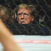 L'ancien président, Donald Trump, lors d'un combat d'arts martiaux UFC 302, samedi 1er juin 2024, à Newark.