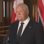Le premier ministre lors d'un point de presse à Queen's Park.